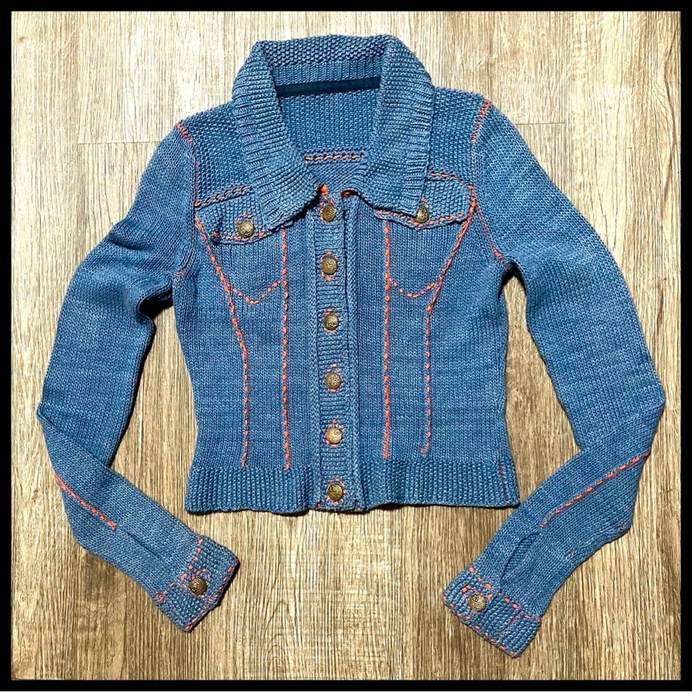 ANTHROPOLOGIE “DENIM JACKET” SWEATER - Picture 4 of 4